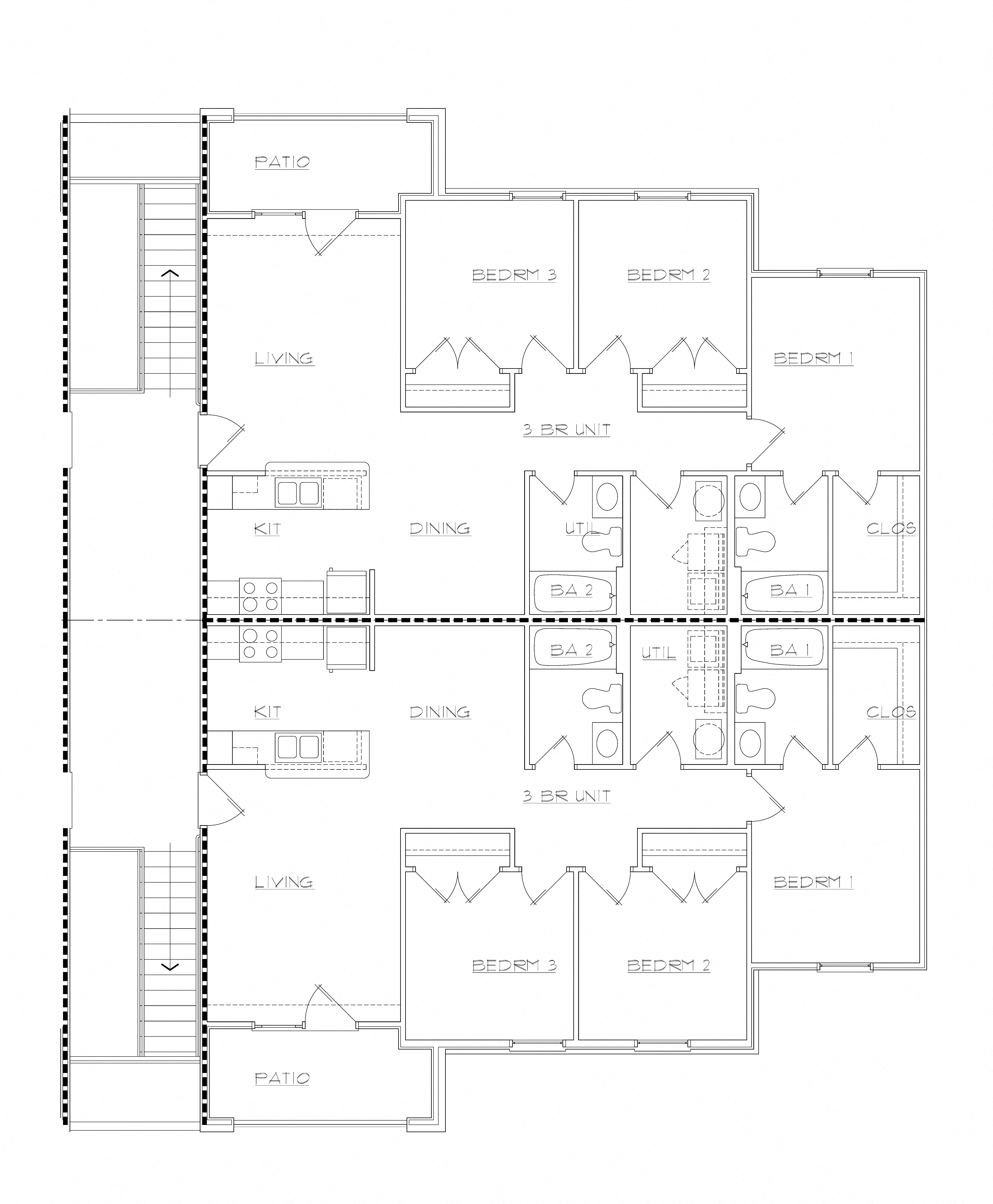 Floor plan for 3 beds, 2 baths